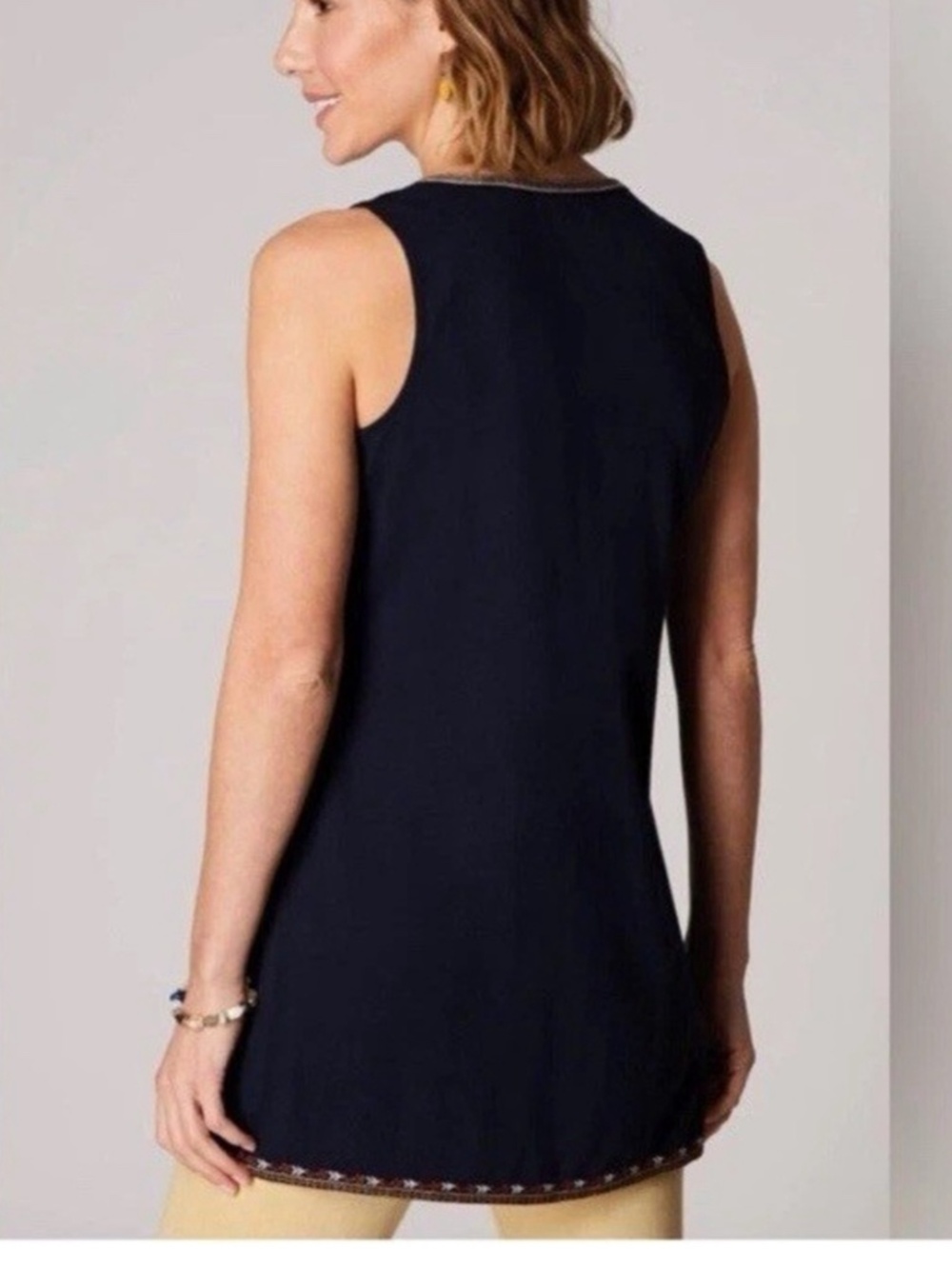 J Jill Dark navy blue boho tunic top